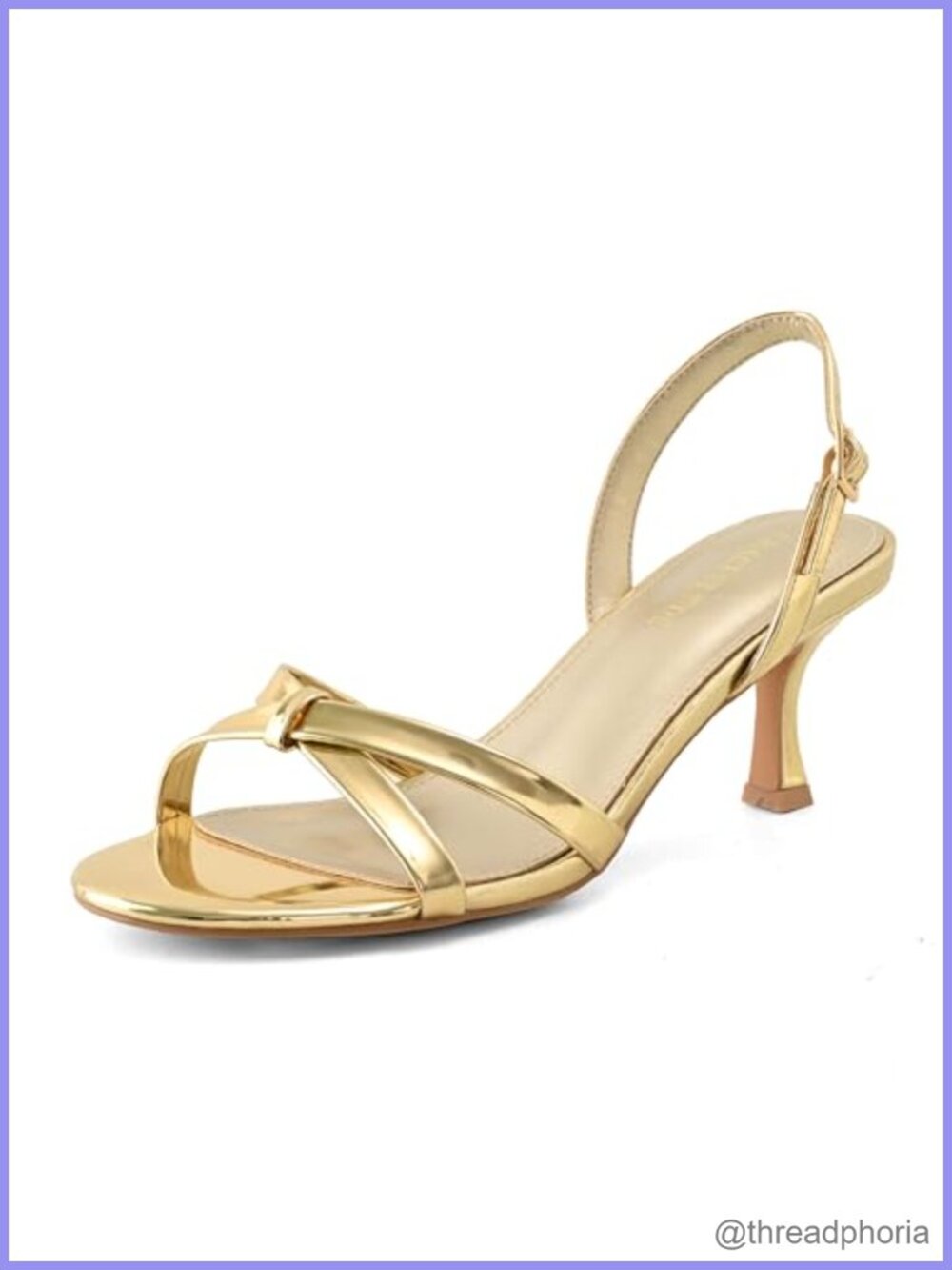 Women's Faux Leather Slingback Kitten Heel Strappy Heeled Sandals Adjustable